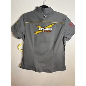 Womens Large BRP Ski-Doo Team Jersey Shirt Short Sleeve Rev XP Button Down Shirt
